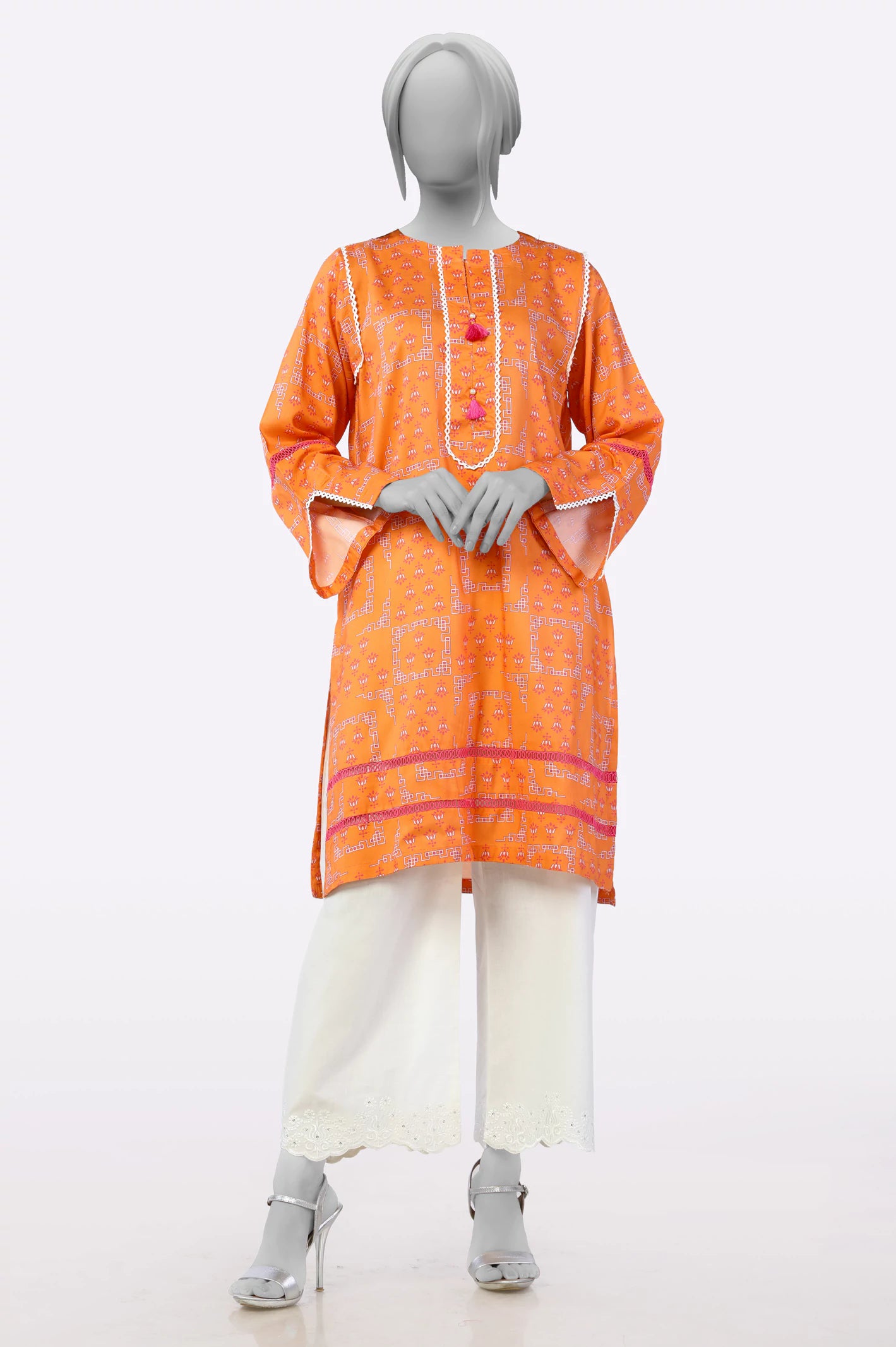 Fashion Sale Orange Embroidered Kurti