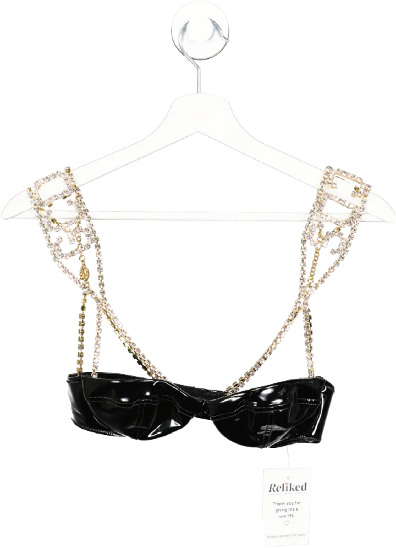 Polished Style Deals GCDS Black Bling Vinyl Bralet UK XS