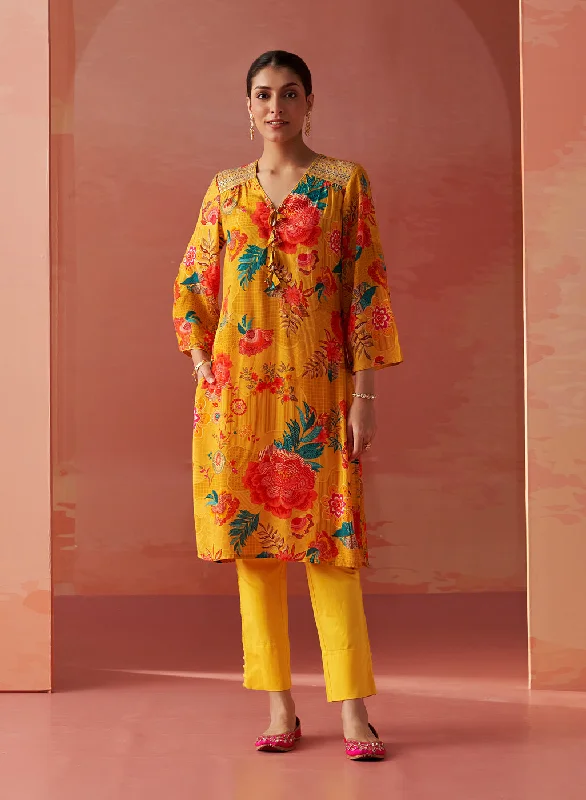 Exclusive Fashion Deals Noorani Mustard Printed Kurta