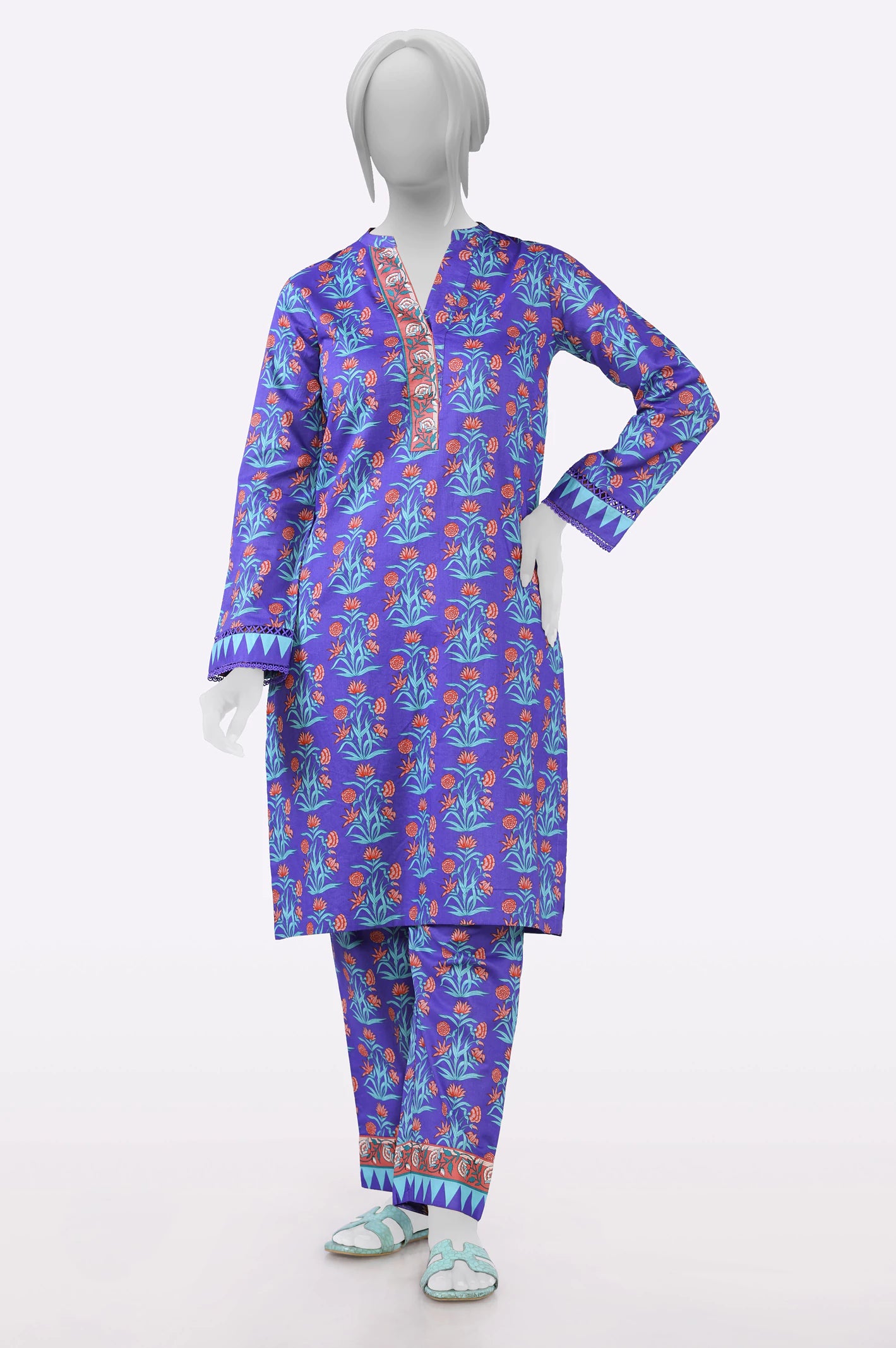 Holiday Attire Sale Purple Printed 2PC