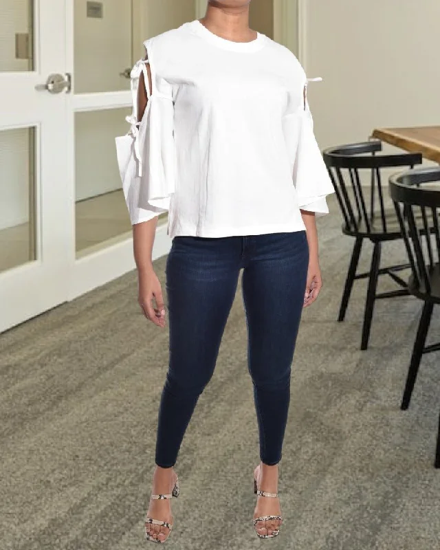 Unleash Your Style White Tie Sleeve Top