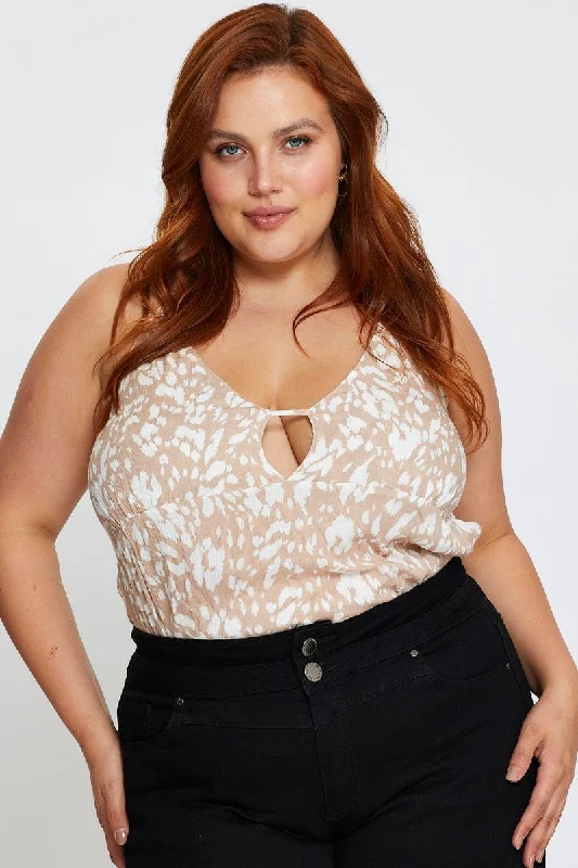 Chic And Edgy Animal Print Singlet Top Cut Out