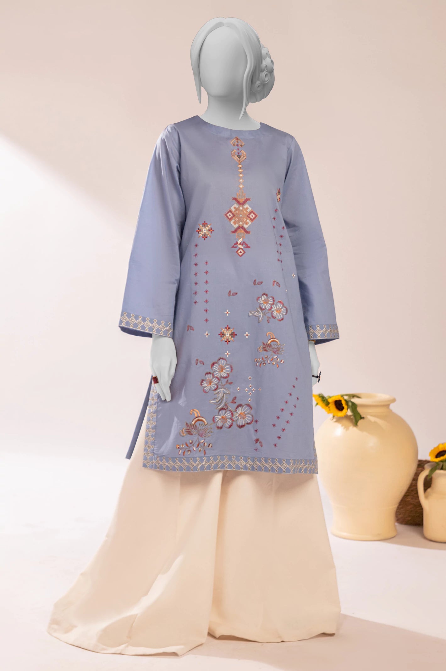 Clearance Sale, All Cheap Blue Embroidered Kurti