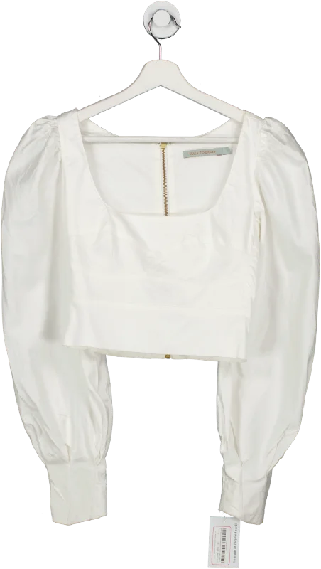 Classic Modern Offers Silvia Tcherassi White Square Neckline Three Quarter Sleeve Top UK S