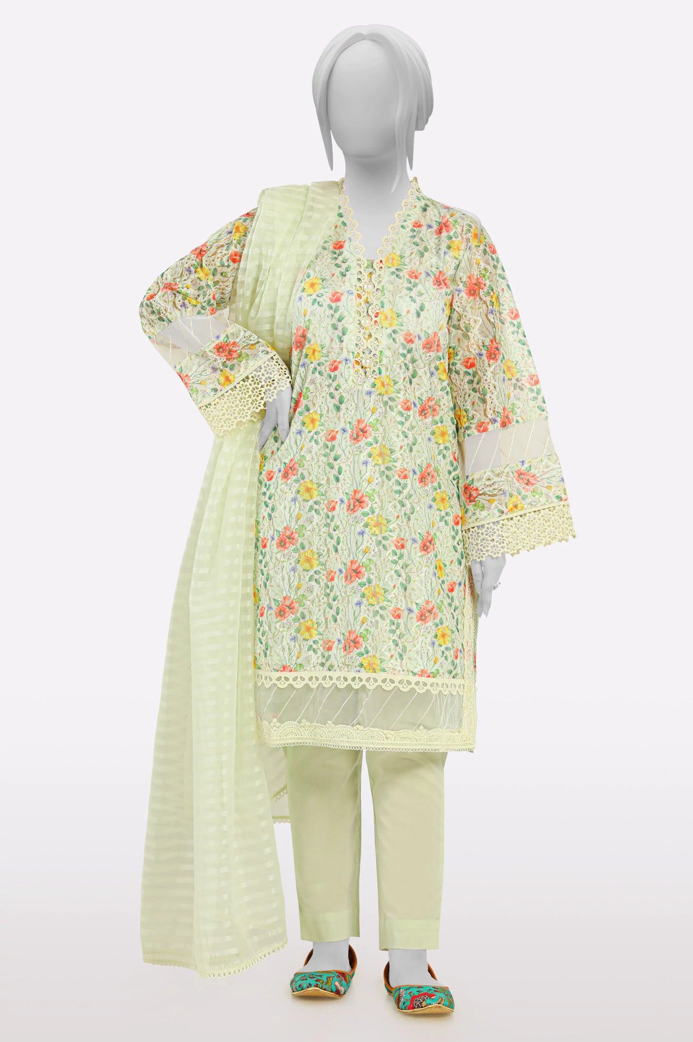 Top Brand Discounts Off White Printed 3PC