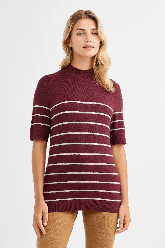 Fashion Sale Chandail tricot col montant rayé - Femme