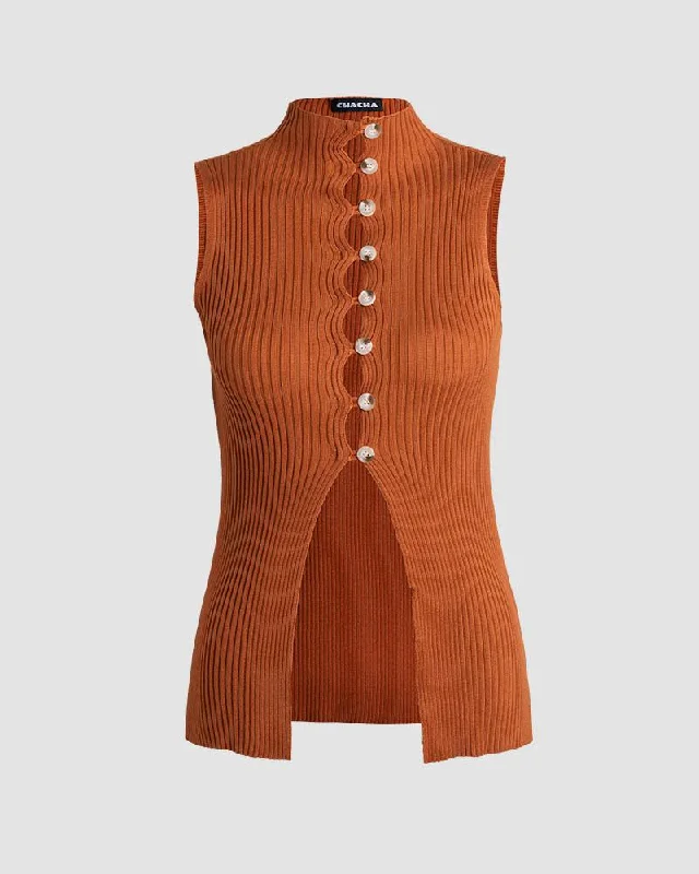 Fashion Frontiers Earthly Split Wings Ribbed Top
