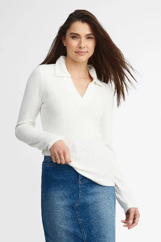 Shop Sale Items Polo manches longues en pointelle - Femme
