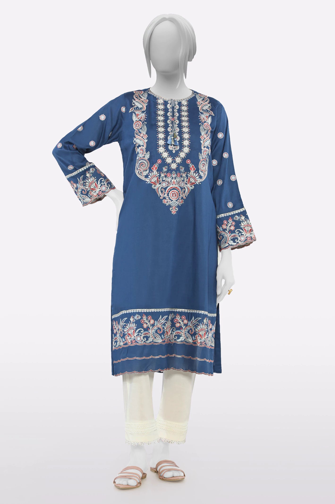 Sophisticated Fashion Blue Embroidered Kurti