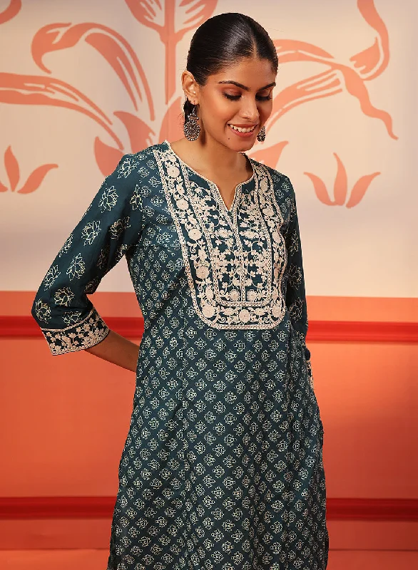 Special Offer Kyra Indigo Printed Cotton Designer Kurta for Women