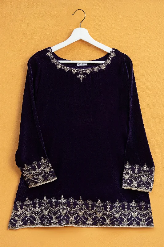 On-Trend Fashion Offers "MICHAELA" Embroidered Velvet Shirt