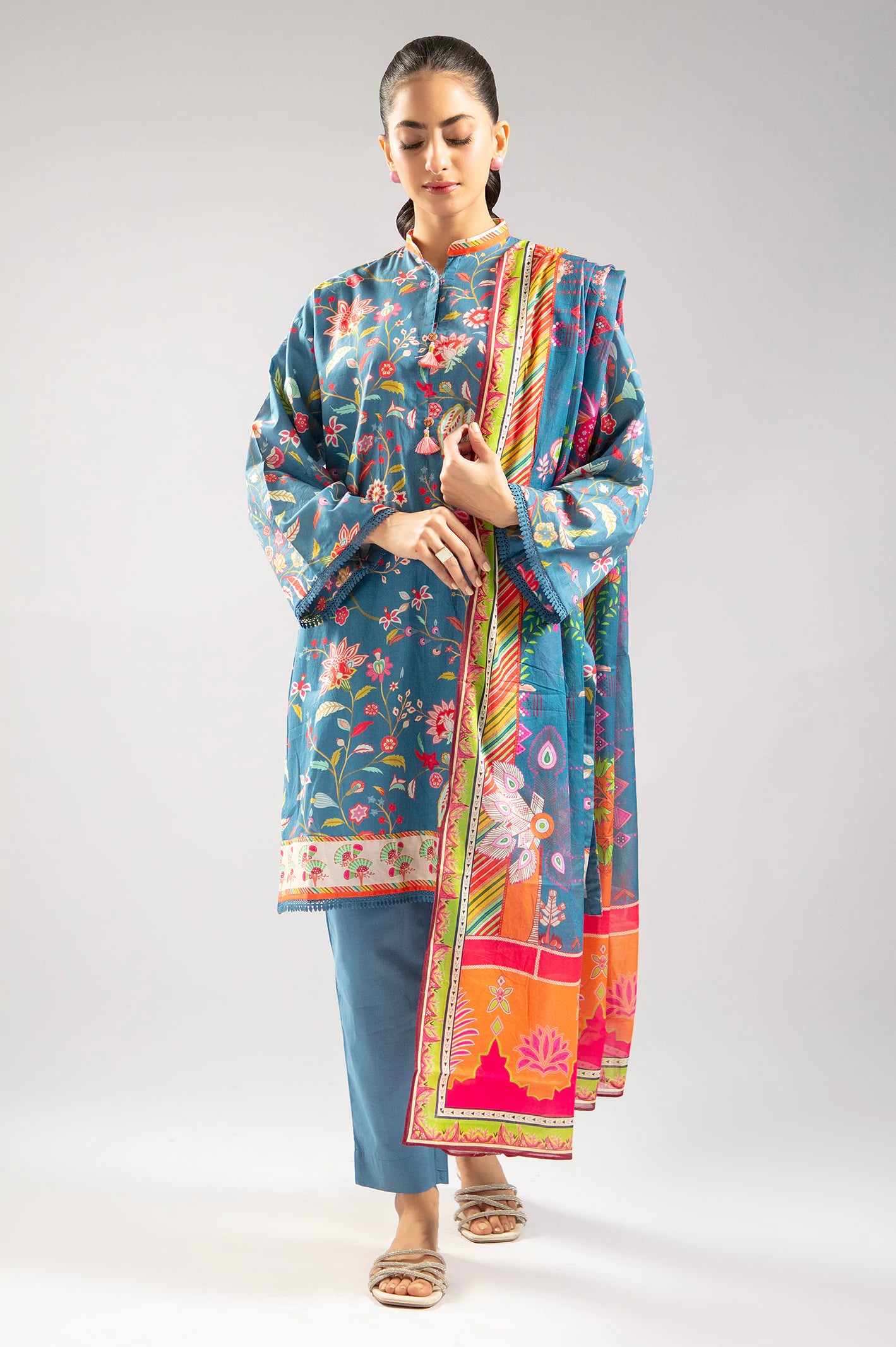 Trendy Threads Blue Printed 3PC