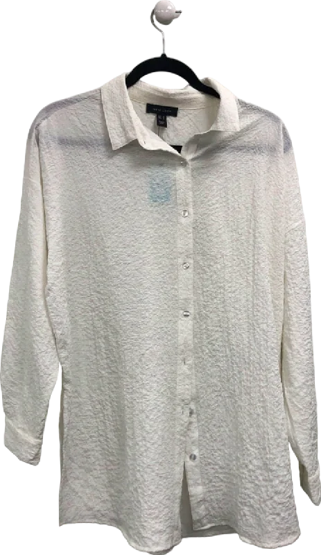 Limited Time Offers New Look White Textured Button-Up Shirt UK S