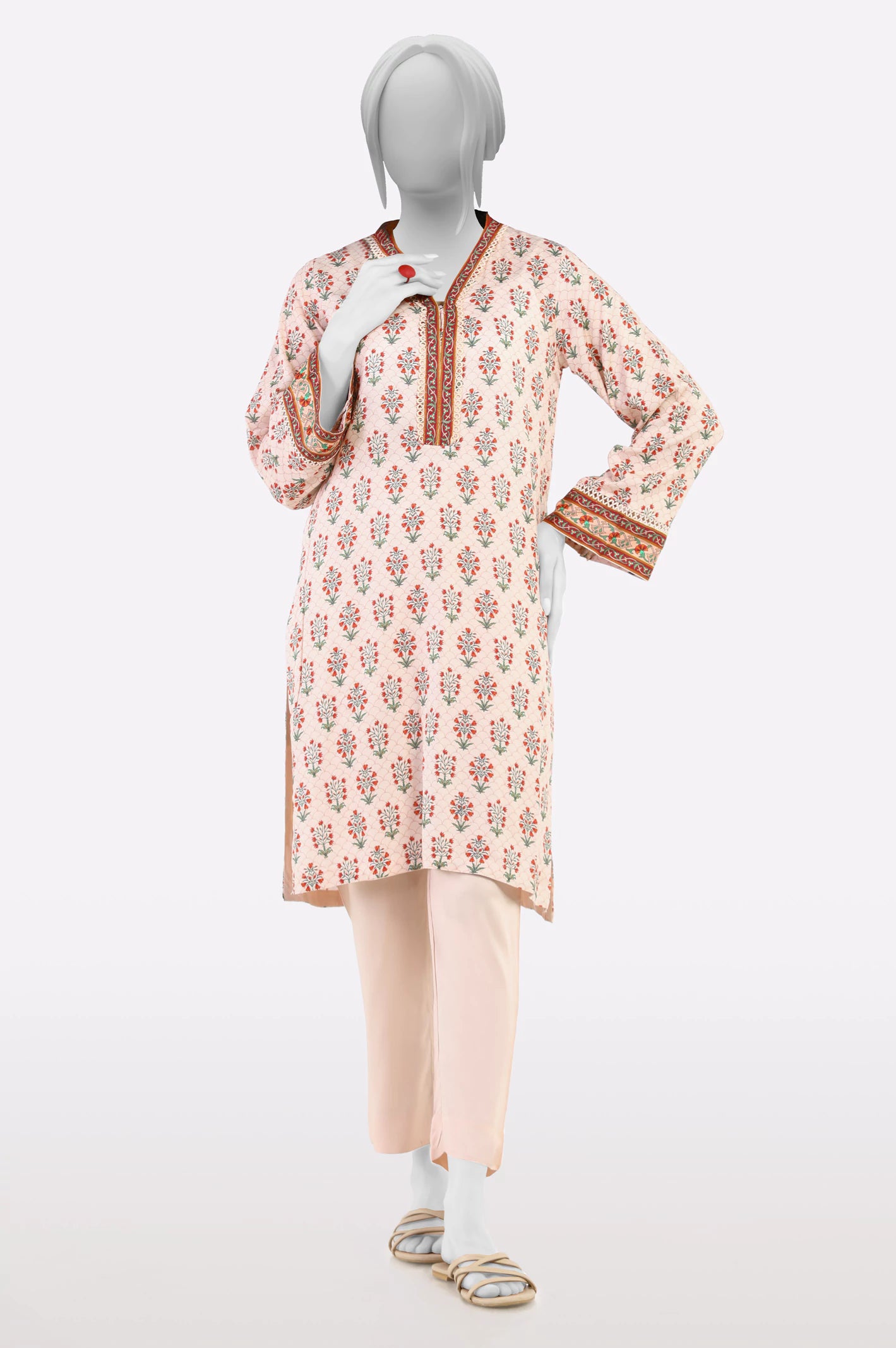 Fashion Sale Light Peach Printed 2PC