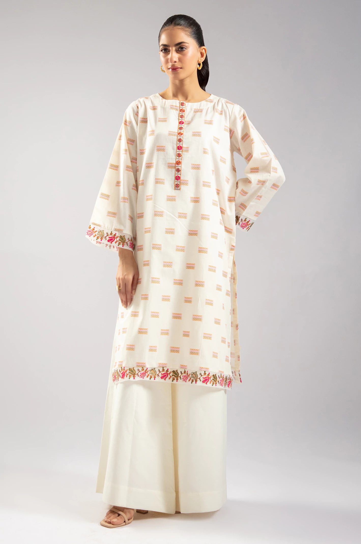 Unleash Your Style Ivory Embroidered Kurti
