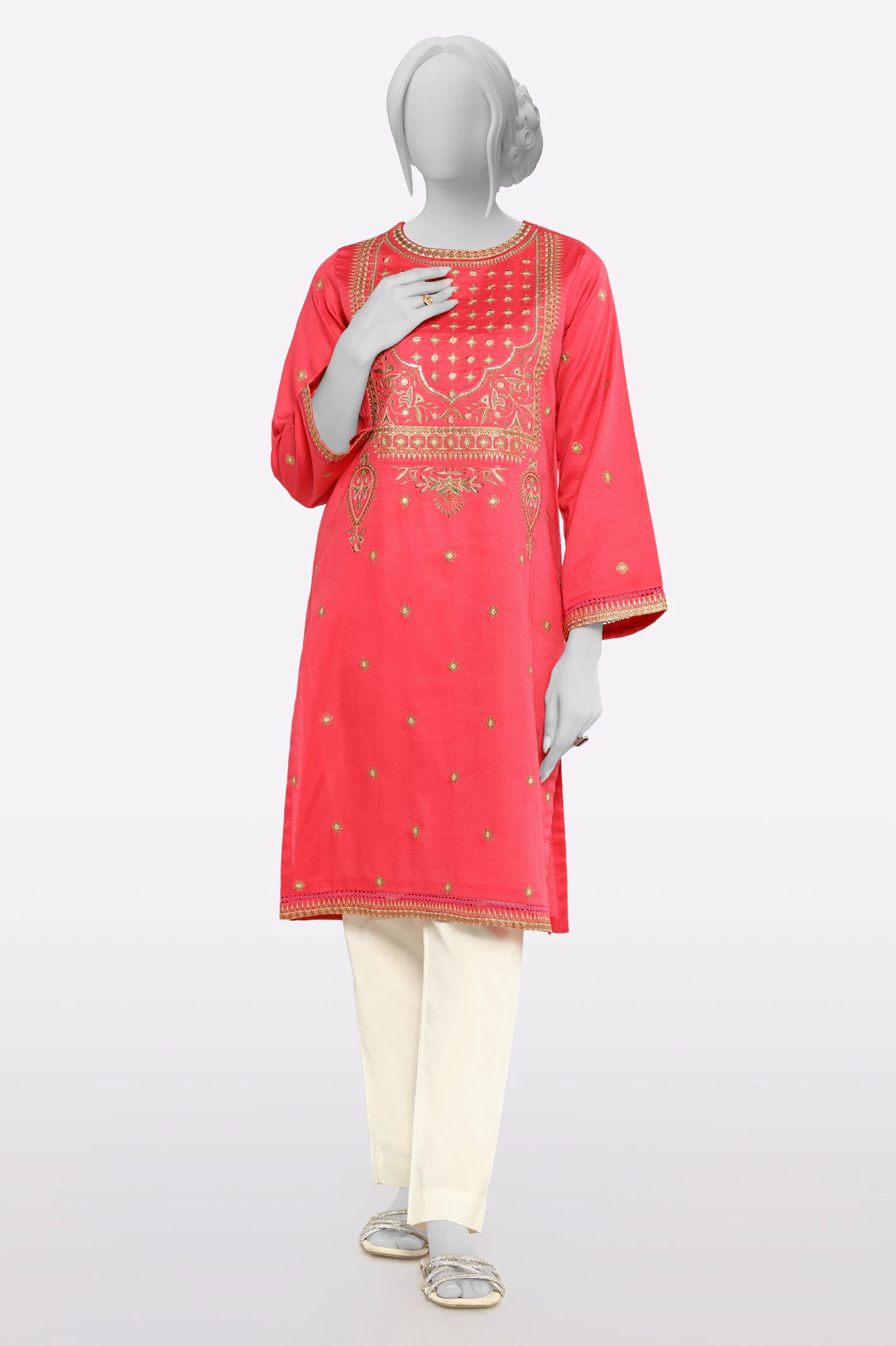 Must Haves Dark Pink Embroidered Kurti