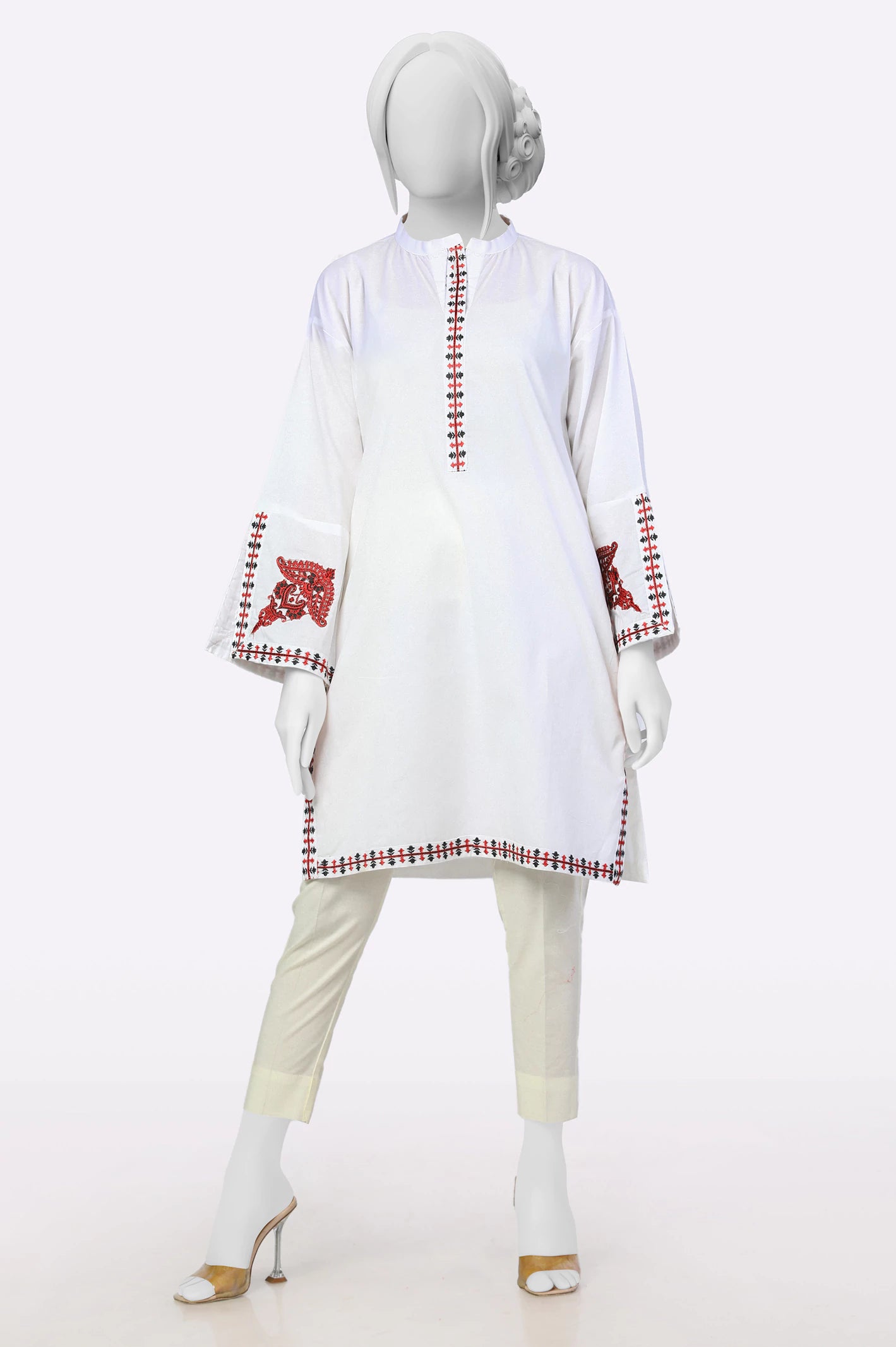 Low Price Special White Embroidered Kurti
