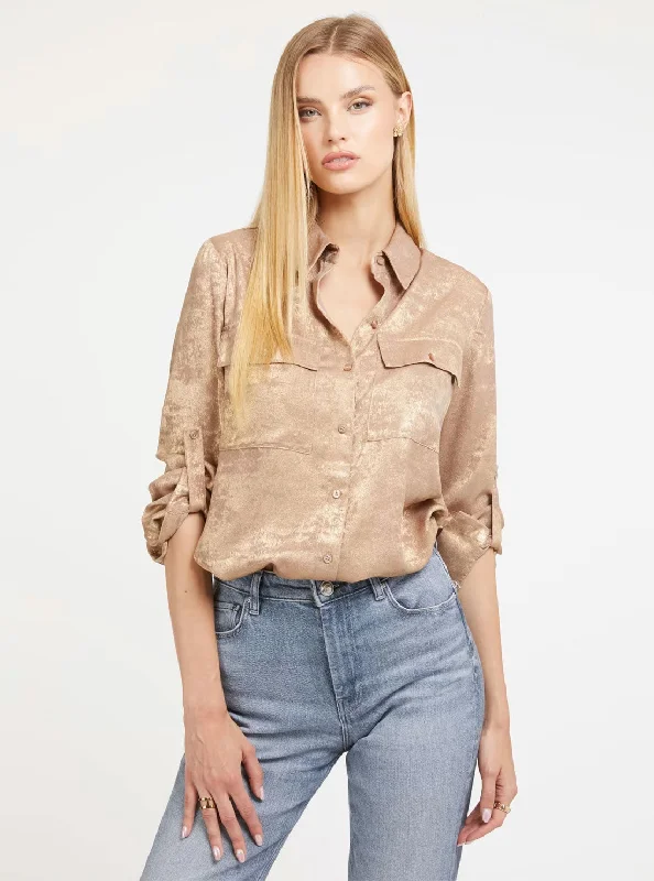 Style Revolution Gold Metallic Annamaria Top