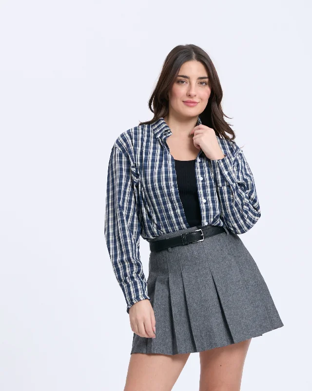 Hurry Before It's Gone 4884Q Simple Plaid Shirt