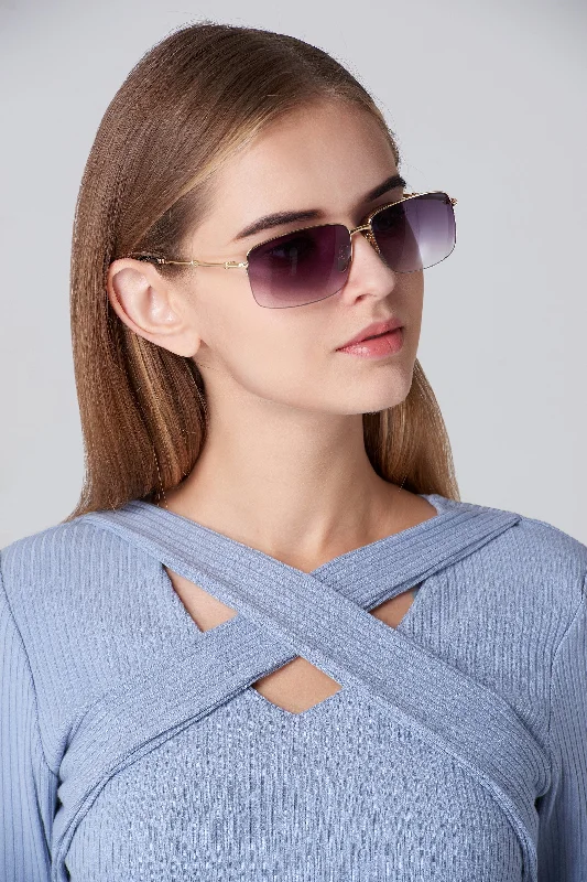 Fashion Forward Gold and Purple Top Rim Sunglasses