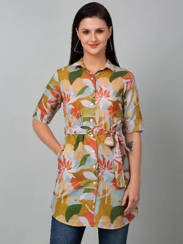 Limited-Time Offer Women's Casual  Multi Color Floral Print Spread Collar Top