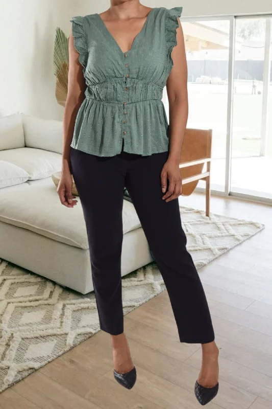 Flash Sale Olive Flutter Sleeve Top