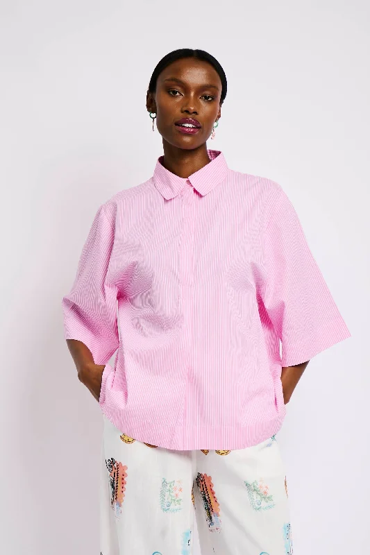 Timeless Elegance Sale The Perfect Boxy Shirt in Pink Stripe