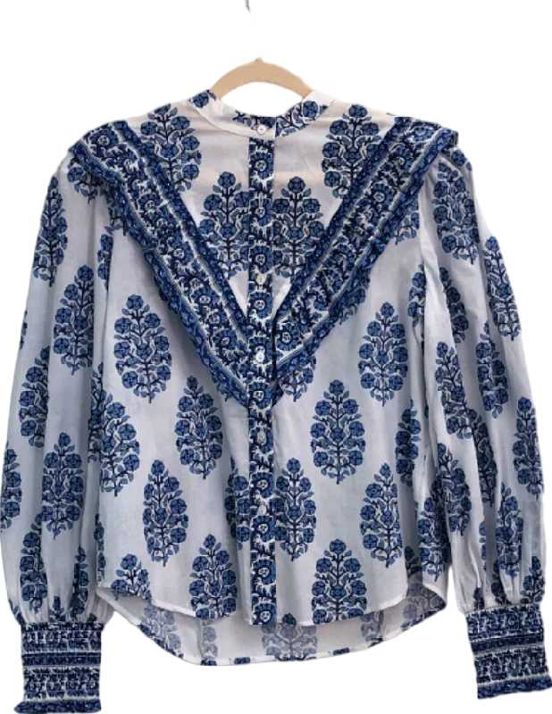 The Good Stuff Neve & Noor Blue Tally Shirt in Indi Lapis UK S