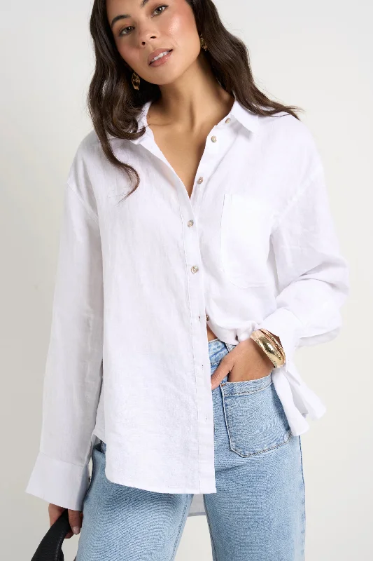 Style Without Limits Optimum White Linen Oversized Shirt