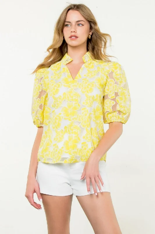 Street Style Discounts Yellow Flower Top