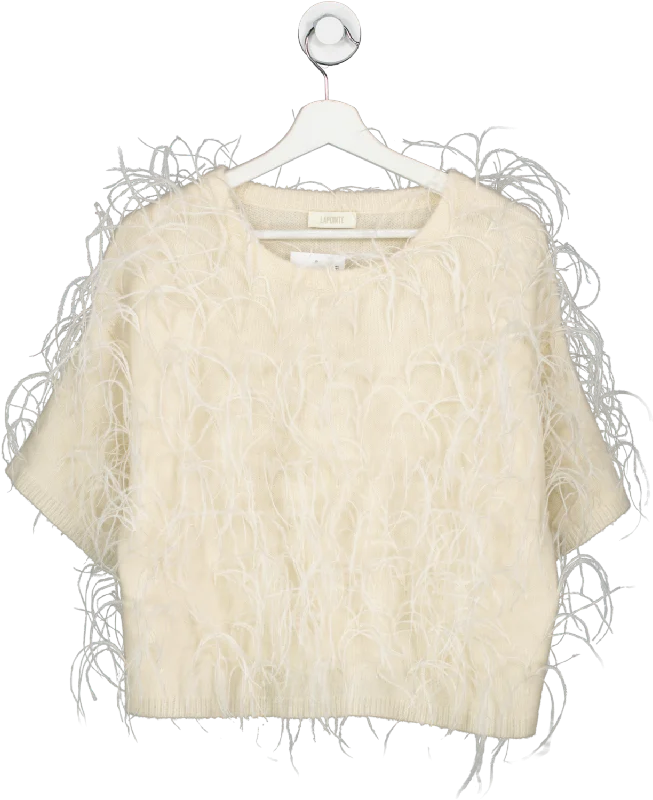 Casual Yet Chic Sales Lapointe Cream Alpaca Silk Feather Top UK S