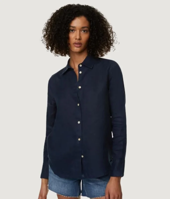 Limited Time Offers Navy Pure Linen Oversized Shirt