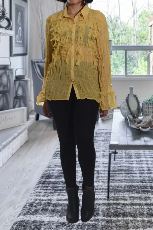 Huge Discounts This Week Mustard Frill  Top