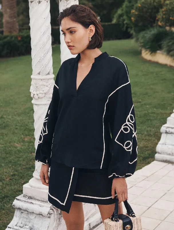 Sophisticated Fashion Claude Applique Detail Top
