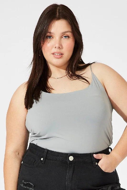 Stupidly Low Prices Grey Singlet Top Scoop Neck Supersoft