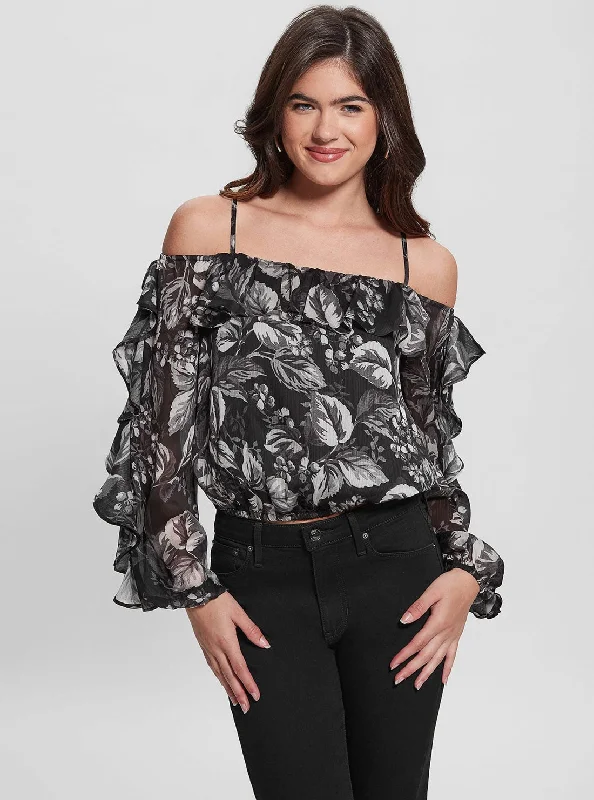 Catch Every Fashion Trend Black Floral Iggy Top
