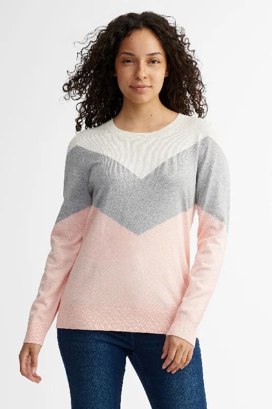 New In This Season Chandail tricot col rond manches longues - Femme