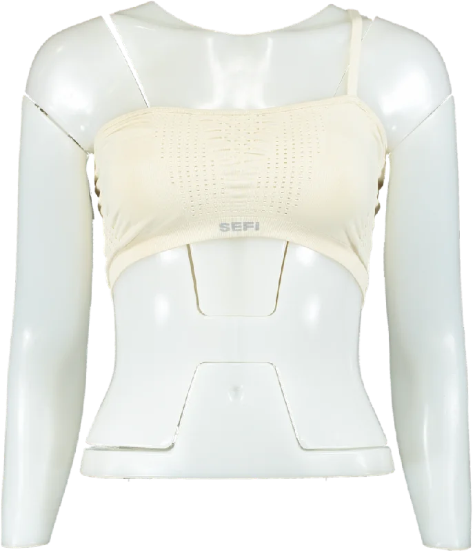 Season Offer SEFI Whipped Cream Waffle Asymmetric Bandeau Bra UK M