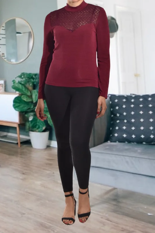 End-Of-Season Clearance Maroon Net Top