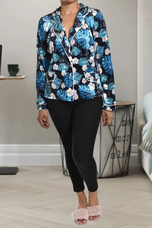 End-Of-Season Clearance Blue Floral Pj Top