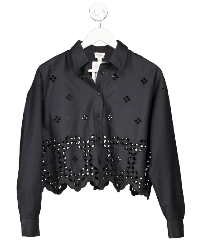 Refined Fashion Sale River Island Black Embroidered Shirt UK 6