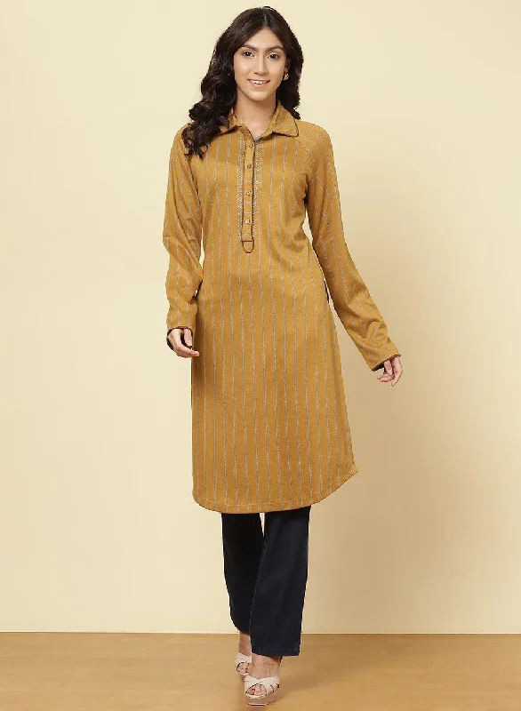 Don't Miss Out Spicy Mustard Striped Kurti