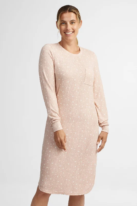 Sporty Fashion Offers Robe de nuit manches longues tricot brossé - Femme