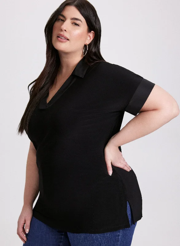 Evening Elegance Joseph Ribkoff - Tonal Trim Polo Top