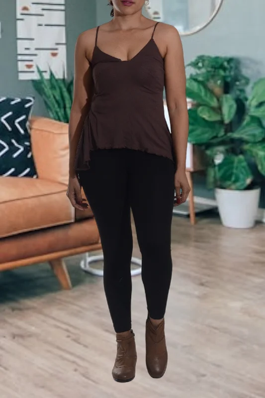 Casual Yet Chic Sales Brown Strappy Top