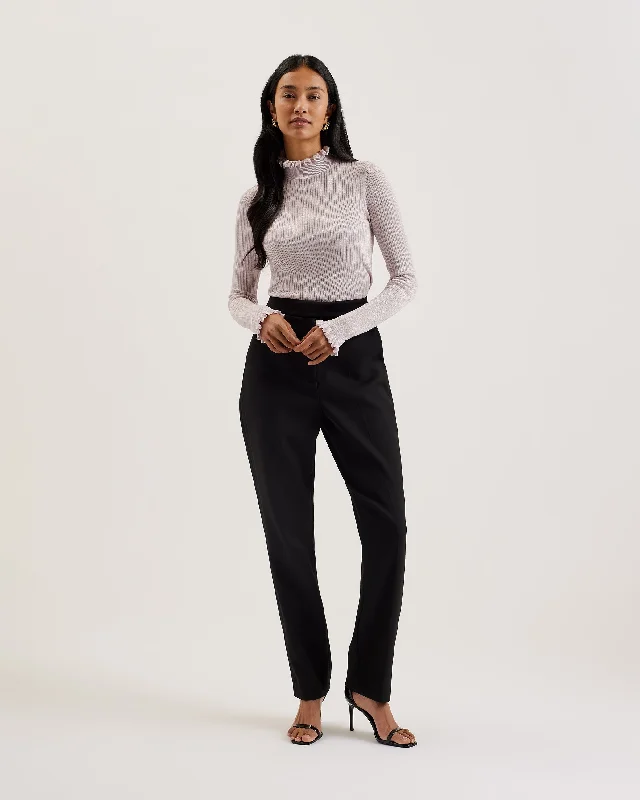 Luxury Fashion Raineee Metallic Ribbed Funnel Neck Jumper Lt-Purple