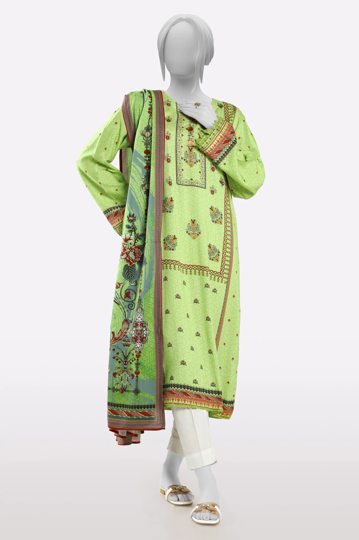 Vibrant Style Promotions Green Printed Kurti With Dupatta