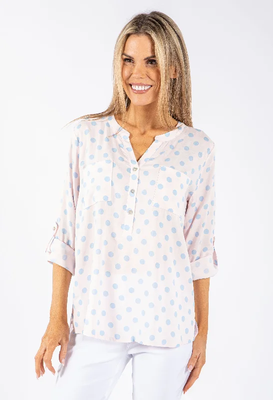 Exclusive Sale Polka Dot V Neckline Shirt
