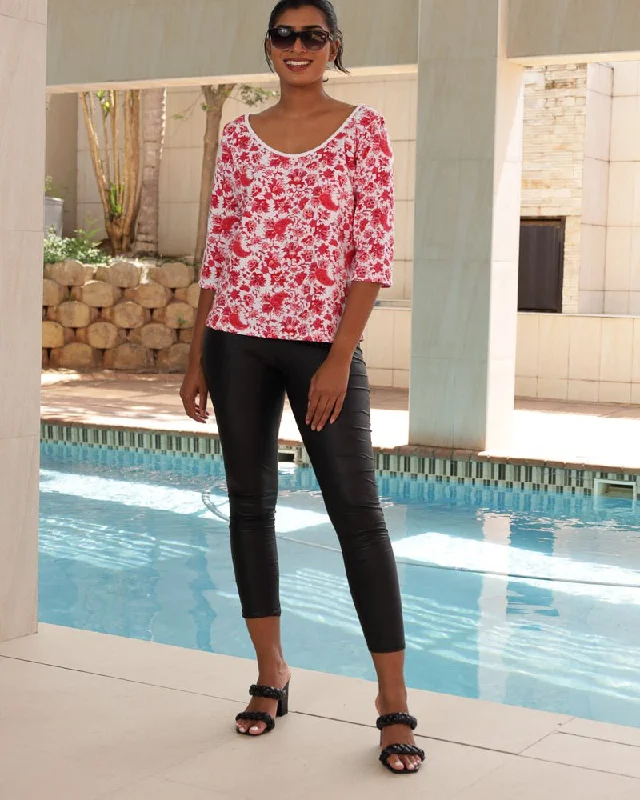 Retro Style Promotions Red Lace Back Top