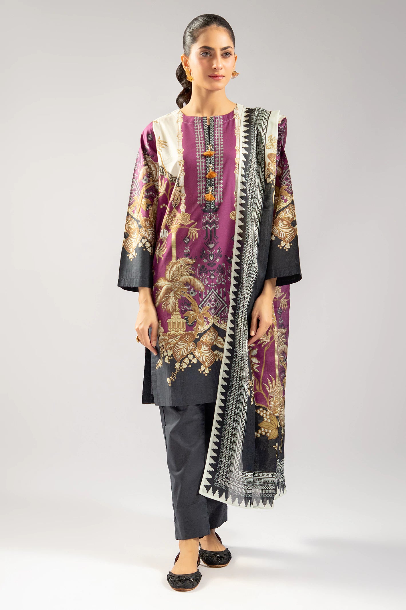 Flash Sale, Don't Miss Black Printed 3PC